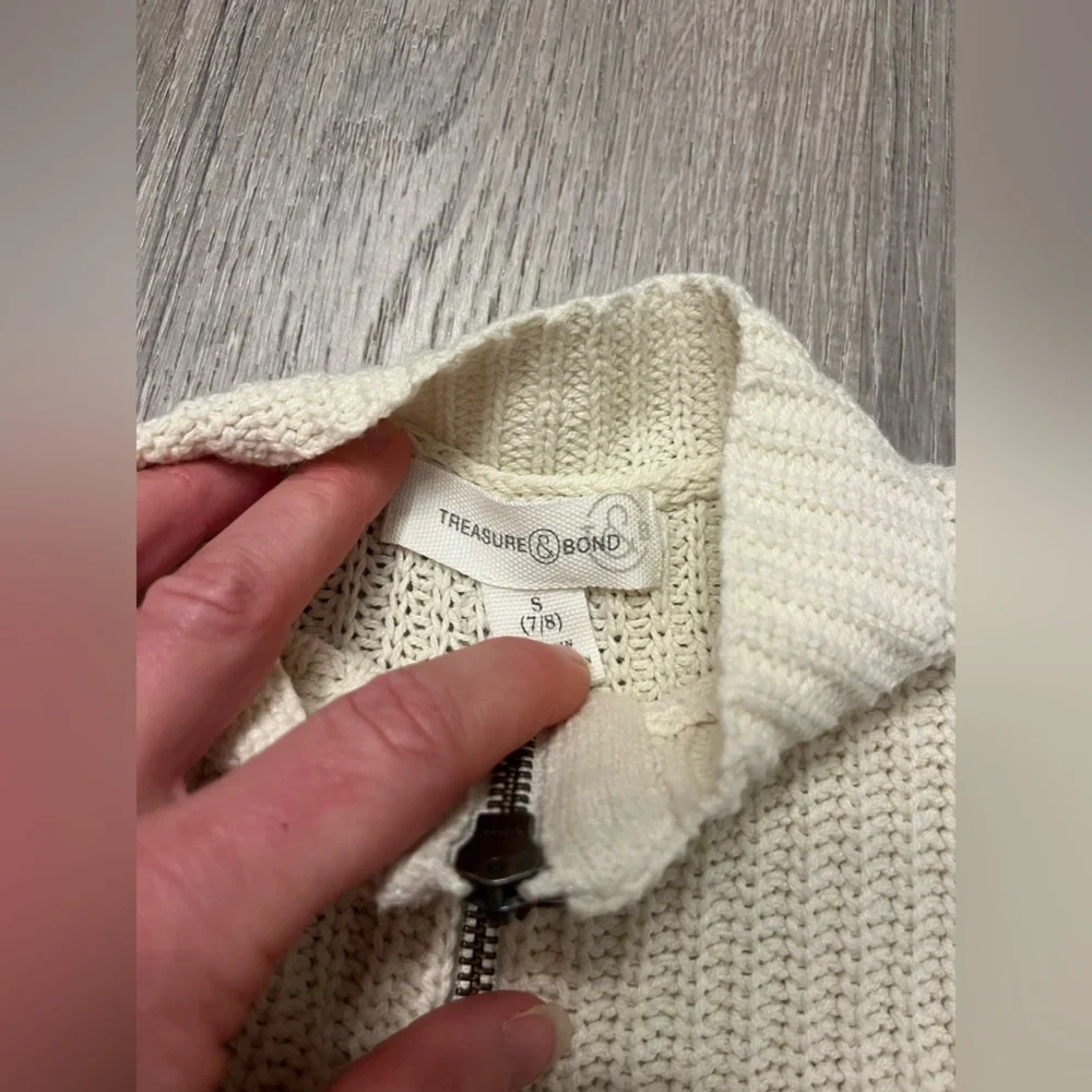 Girl's Treasure & Bond Cable Knit 1/4 Zip Sweater- Size Small (7/8)-‎ Pre-owned - Picture 4 of 4